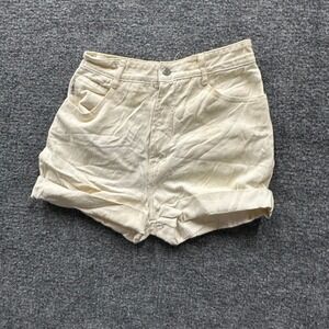 Bongo Shorts Womens Size 9 Ivory Denim High Waisted Cuffed Cotton Made in USA